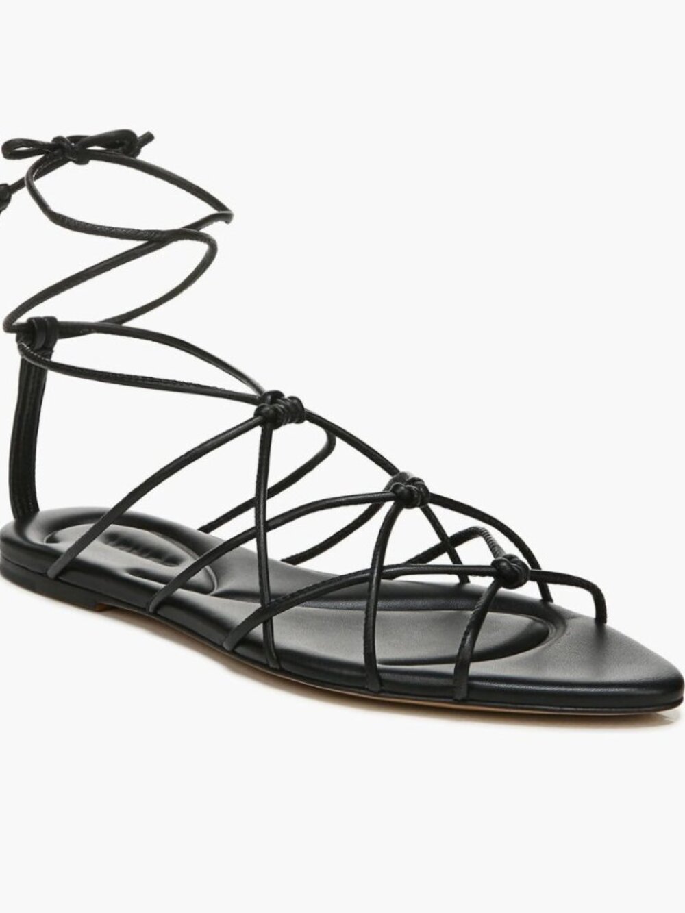 New Vince Kenna Strappy Sandal Flat Boho BlackLeather KnottedGladiator EU38/US8
